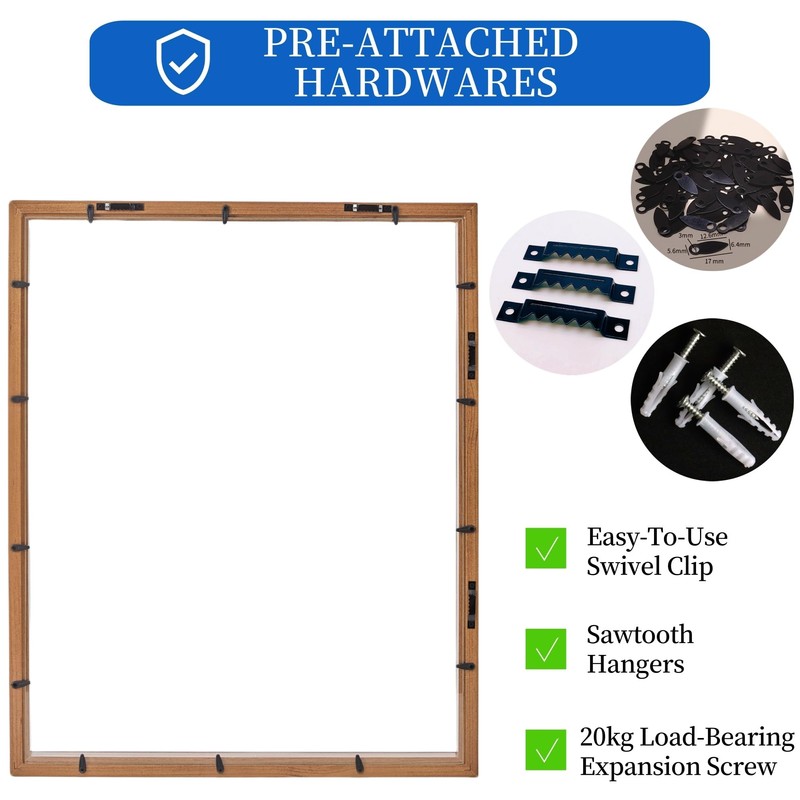 Volakk Floating Frames 16x20 Walnut Shadow Box Frame For Pressed