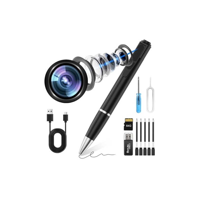 1080P Mini Camera Spy Pen con 64 GB