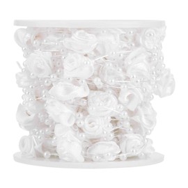 10m/roll Rose Artificial Pearl String Pearl Wire Beads Garland String DIY Wedding Decoration (White)