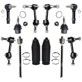 Detroit Axle - Front 12pc Suspension Kit for 03-06 Ford Expedition Lincoln Navigator, 2 Lower Ball Joints 4 Tie Rods 4 Front and Rear Sway Bars 2 Boots 2003 2004 2005 2006 Replacement