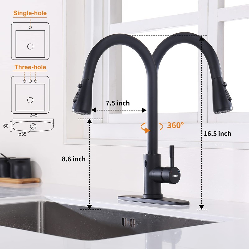 Keer Touchless Kitchen Faucet with Pull Down Sprayer, Motion Sensor