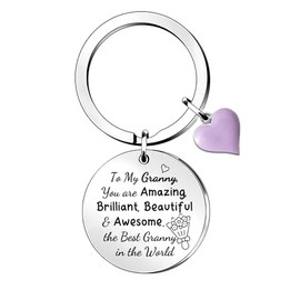 Granny Key Chain Rings Nana Family Love Mother's Day Keyring Nan Birthday Grandma Key Tag Accessory Christmas Thanksgiving Souvenirs Grams You are Amazing Brilliant Reminder Keepsake
