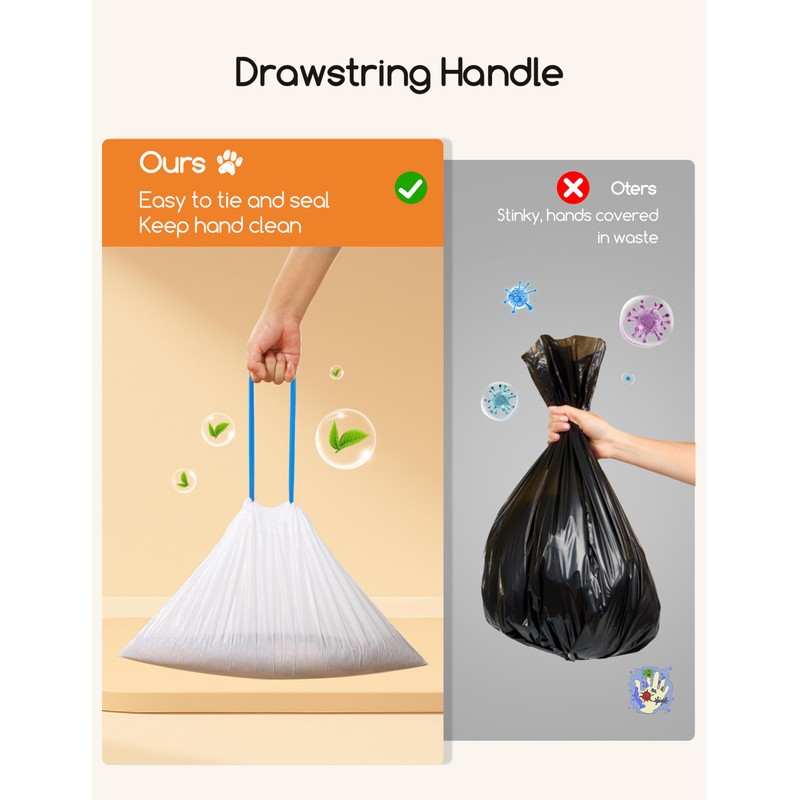 MeoWant Cat Litter Box Liner - 60PCS Heavy Duty Drawstring