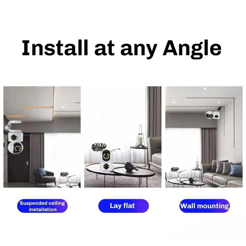 Home Security Camera Dual 2MP Lens Wireless WiFi Two Way
