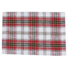 Split P Fraser Plaid Placemat Set of 4, Red & Green 13" X 19" Place Setting for Christmas Farmhouse & Winter Table Decor, White 100% Cotton Machine Washable Table Mat to Protect Against from Damage
