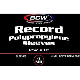 BCW 4 Mil Record Sleeves (12 Inch) - 50 ct | Clear Polypropylene Vinyl Album Protectors for 33 1/3 RPM | Archival Quality, Acid-Free | Premium Outer Sleeves for Storage of Your Vinyl Collection
