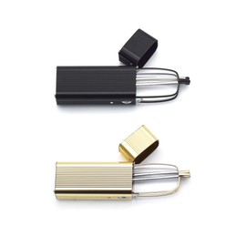 Autojouls 2-Pack Folding Reading Glasses with Small Hard Case, Blue Light Readers Glasses for Men and Women Ease Eye Strain, Black Golden 2.0 x