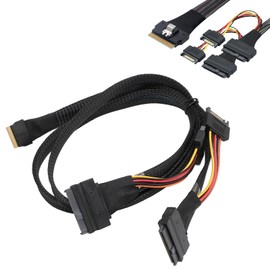ciciglow NVME SFF-8654 to 2xSFF-8639 24Gbps 12Gbps 80cm NVME SFF-8654 to SAS for SATA Mainboard SSD Adapter Cable