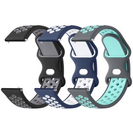 20mm 22mm Silicone Watch Bands Quick Release Replacement Wristband, Soft Silicone Rubber Sport Watch Strap for Women Men (Gray/Black+Blue/White+Gray/Lake Blue, 22mm)