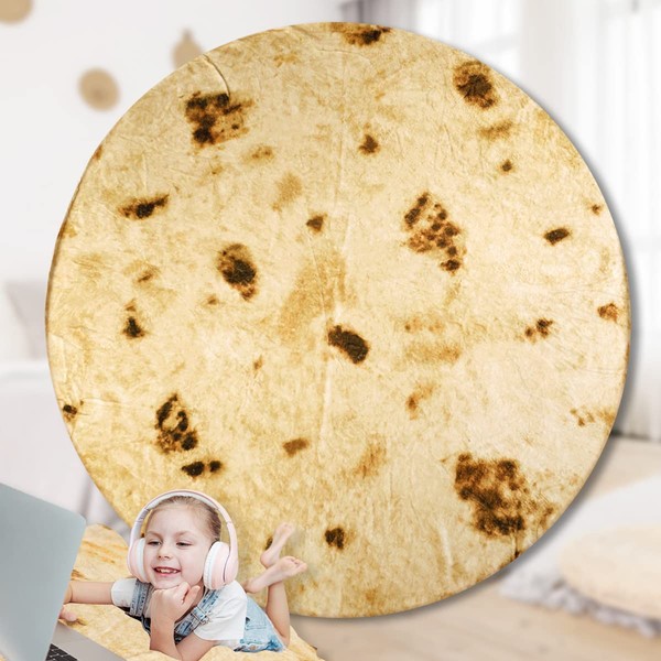 AOYOO Tortilla Blanket, Tortilla Wrap Blanket, Unique Gift for Your Kids, Your Family and Your Friends (61inches)