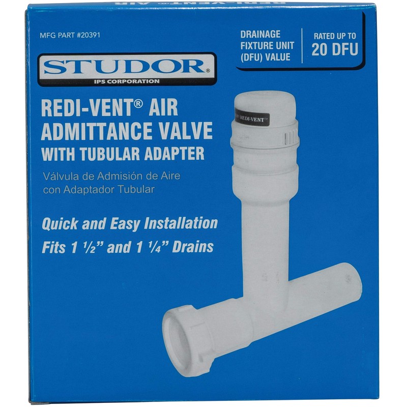 Studor 20391 Redi-Vent Air Admittance Valve with Tubular Tee Adapter,