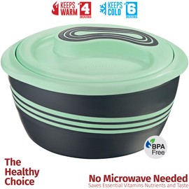 Pinnacle Insulated Casserole Dish with Lid 3 pc Set 2.6/1.5/1 qt. Hot Pot Food Warmer/Cooler –Thermal Soup/Salad Serving Bowl- Stainless Steel Hot Food Container–Best Gift Set for Moms –Holidays Green