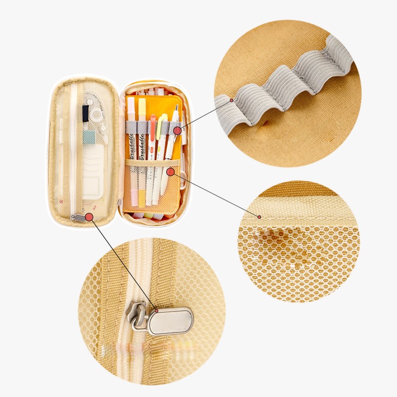 Stationery Bag Large Capacity Students Macaron Color Matching Canvas Pencil
