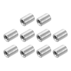 uxcell M4x0.7mm Round Coupling Nuts, 10 Pcs Carbon Steel Connector Nuts Fasteners Rod Bar Stud 10mm for Industrial Construction Fasteners, Silver