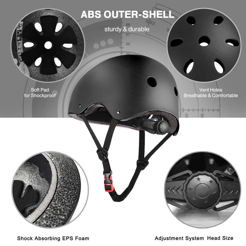 Upgraded Besmall Skate/Skateboarding Helmet, Ultimate Adjustable ABS Shell Helmet for