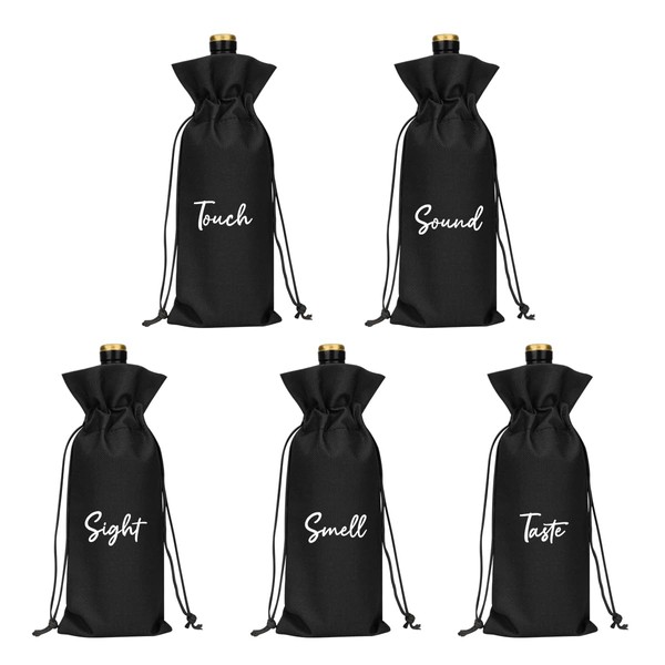 Black 5 Senses Gift Wine Bags for Him Her, Sight