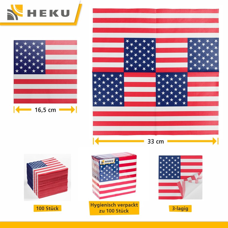 HEKU 100 napkins, 3-ply, 33 x 33 cm, stars and