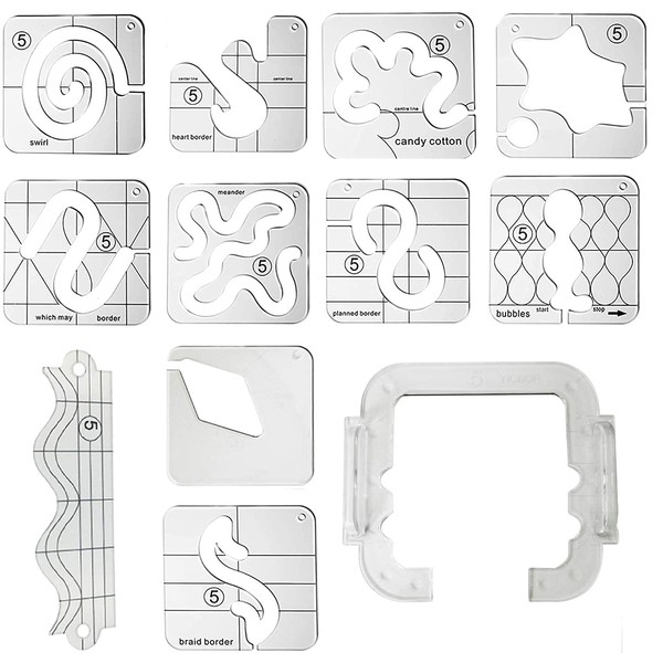 Free Motion Quilting Template Set with Quilting Frame for Domestic