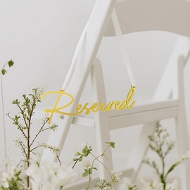 Stofinity Gold Reserved Seating Signs For Chairs - 6 Pcs Row Reserved Signs For Wedding Chairs, Wood Church Sign For Wedding Ceremony Decoration