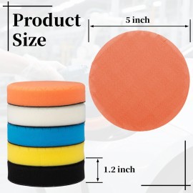 Ecocstm 5 PCS 5 Inch Buffing Polishing Pads Cutting Pads for Polisher Body Repair Buf