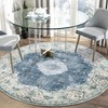 MUJOO Blue Round Rug 5ft,Circle Washable Area Rugs for Bedroom