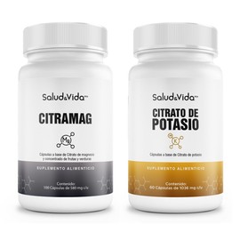 Citrato de Magnesio 100 Caps y Citrato de Potasio 60 caps - 500 mg de Citrato de Magnesio y 518 mg de Citrato de Potasio | CITRAPACK S&V | Sin Gluten y sin OMG