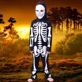 SCGEHA Skull Costume, Skull, Skull, Ghost, Cosplay, Halloween Costume, Kids Ghost, Skeleton with 2 Balloons (M)