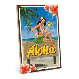 TypeStoff Wooden Sign with Saying - Aloha - Vintage Look with Quote as Gift and Decoration on Hawaii, Island and Holiday Theme - HS-00789