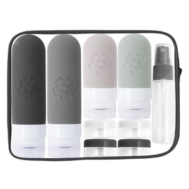 18 Stück Silikon-Reiseflaschen-Set, nachfüllbare Reisegröße-Flaschen mit Klarsichtbeutel und Etiketten, tragbare Reisebehälter für Shampoo, Lotion, Haarspülung, Duschgel, Reise-Gadgets (Schwarz)