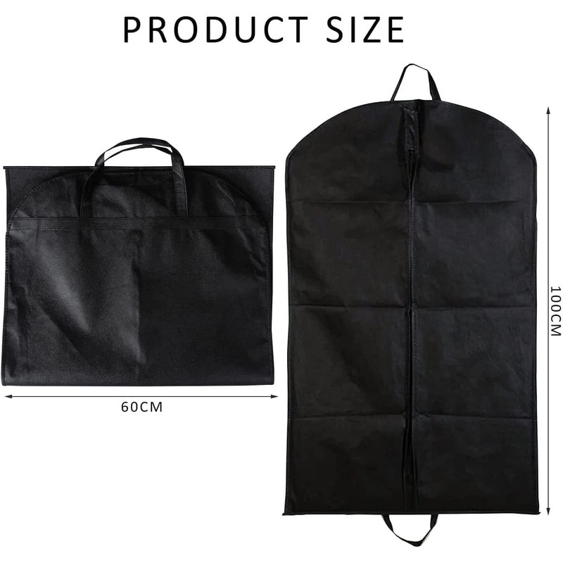 Black Suit Carrier - Reusable Garment Bag with Full Zipper,