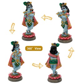 Hindu God Lord Krishna Statue - 8.3”H India Idol Krishna Figurine Puja Item Pooja Return Gift for Indian Diwali Gifts Home Altar Temple Mandir Meditation Room Yoga Studio Spiritual Decors