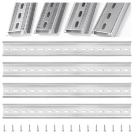 VooGenzek 4 pieces aluminium DIN rail, DIN rail support rail, with 16 pieces screws, for DIN rail series and contactor, 35 x 300 mm