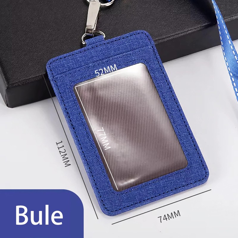 PU Leather ID Badge Holder with Clear Window, Vertical ID