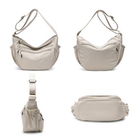 Trendy Crescent Bag Nylon Crossbody Bags for Women Lightweight Sling Hobo Luna Bag Multi-Pocket Shoulder Crossbody Purses (A-Black M)