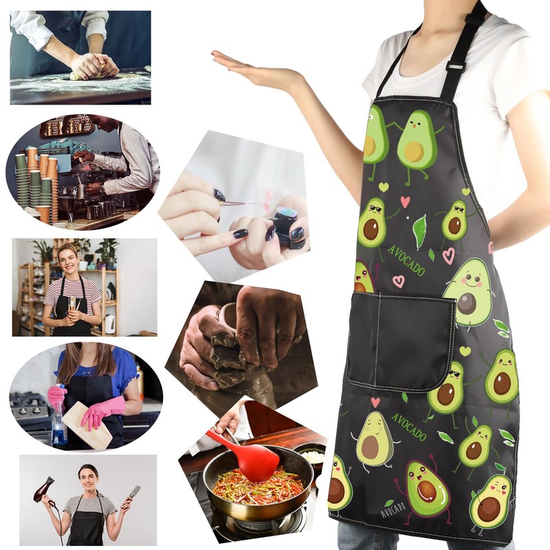 ENSIANTH Funny Avocado Apron Avocado Cooking Kitchen Aprons with Pockets