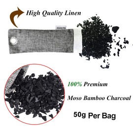 Marsheepy 12 Pack Bamboo Charcoal Shoe Deodorizer Bags, Activated Charcoal Odor Absorber, Bamboo Charcoal Air Purifying Bags, Odor Eliminator for Shoes, Pets, Car, Closet (150g X 2 and 50g x 10)