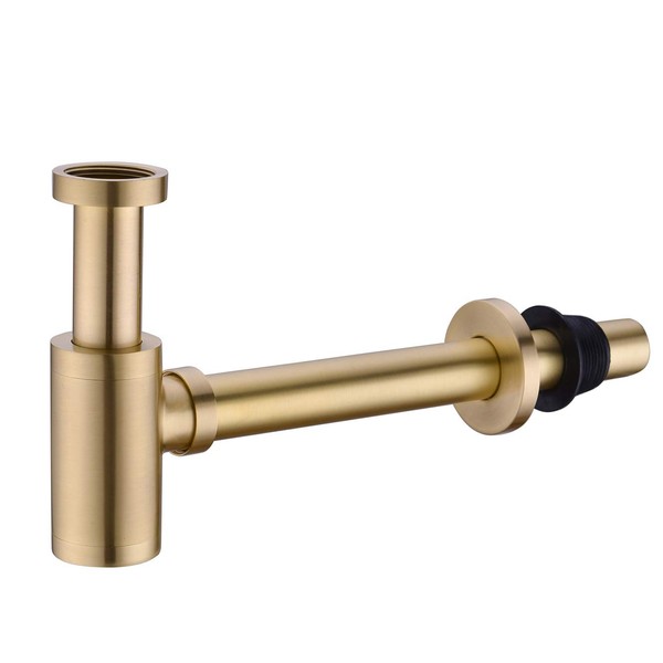GORDEE Bathroom Brass Contemporary Round Bottle P Trap 1-1/4, Lavatory