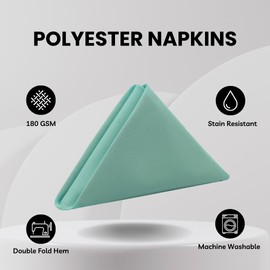YCC Linen - 20 Inch Square Premium Polyester Cloth Napkins 10 Pack - Robin Egg, Oversized, Double Folded and Hemmed Table Napkins for Restaurant, Bistro, Wedding, Thanksgiving and Christmas