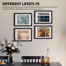 HappyHapi 8.3x11.7 Picture Frame, A4 Black Photo Frame for 6x8 with Mat or 8.3x11.7 Without Mat, Wall Mount Display Picture Frames for Prints, Photos, and Paintings, 1 Pack