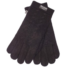 EEM Thinsulate gloves FREYA for ladies with plait pattern, thermal lining, 100% wool