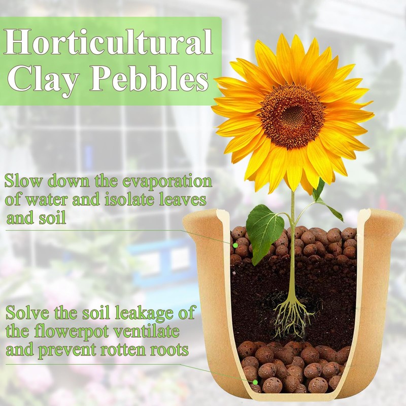 FANTIAN 2 lbs Clay Pebbles for Plants, 8-12 mm Leca