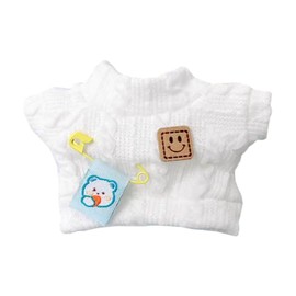 niannyyhouse 3.9 inches (10 cm) Plush Clothes Cartoon Pattern Sweater Knit Jumper Dress Up Cotton Doll Accessories (White)