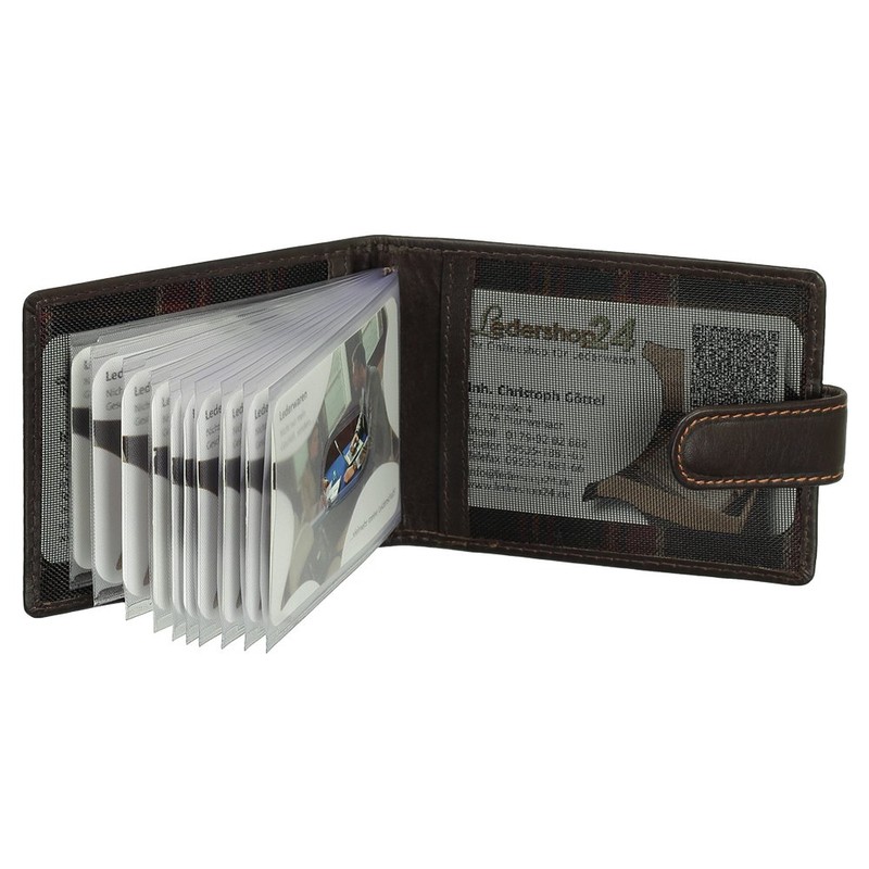 Ledershop24 Leather Credit Card Holder Landscape Format Business Card Holder