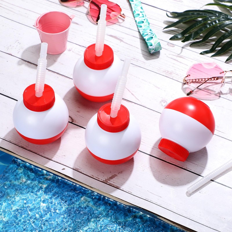 FillTouch 24 Set Fishing Bobbers Cups with Straws and Lids
