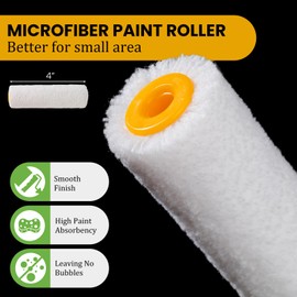 Mister Rui Paint Roller Covers, 24 Pieces, 4 Inch Paint Roller 6mm Nap, Microfiber Paint Rollers for Painting Walls, Cabinets, Trim, Use with All Paints and Stains