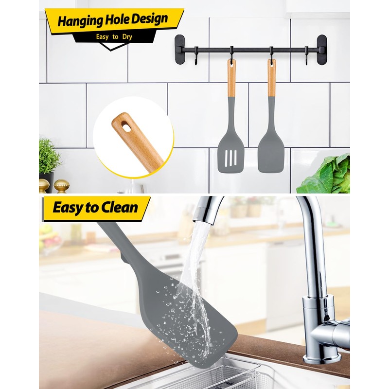 Pack of 2 Large Silicone Spatula, Heat Resistant Solid Turner,