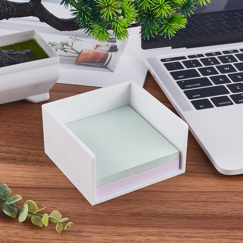 CRASPIRE White Sticky Note Holder 3x3 Inch Plastic Notepad Holder