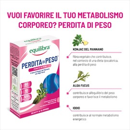 Equilibra Integratori Alimentari, Perdita di Peso, Integratore per Pedita Peso con Fibra di Konjac e Alga Fucus, Normale Metabolismo e Normale Funzione Tiroidea, Senza Glutine, 3 Pezzi da 60 Capsule
