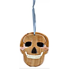 Unbranded Skull - Double-sided Wood Intarsia Christmas Tree Ornament - Calavera theme