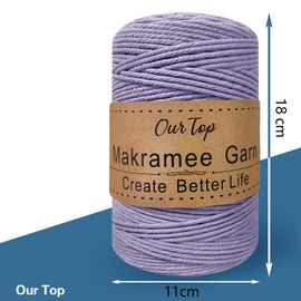 OurTop Premium Macrame Yarn Purple, 3 mm x 300 m Macrame Cord, Macrame Cord, Yarn for DIY Crafts, Weaving Decoration, Hanging Plant Hanger
